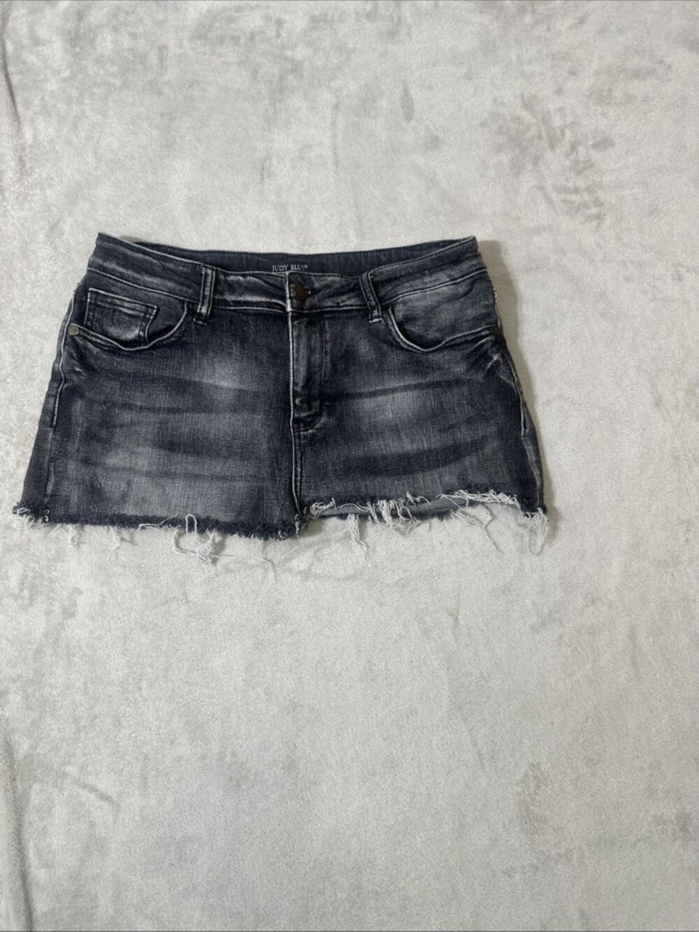 Judy blue denim skirt women's large distressed cutoff dark wash stretch - Picture 3 of 7